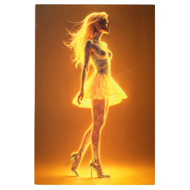 キラキラ輝く美しいスタイリッシュの黄金のドレス メタルプリント