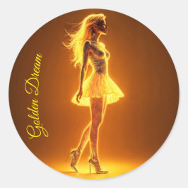 キラキラ輝く美しいスタイリッシュの黄金のドレス ラウンドシール