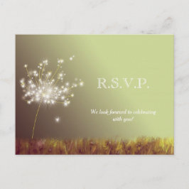 キラキラ輝く草原タンポポ結婚式RSVP インビテーションポストカード