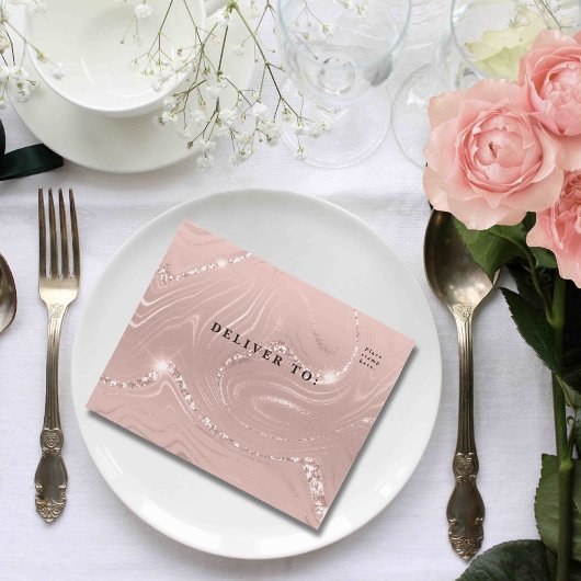 キラキラ輝く赤面ピンクシルバークリスマス オールインワン招待状