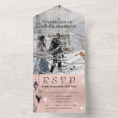 キラキラ輝く赤面ピンクシルバーフォトクリスマス オールインワン招待状 (内側)