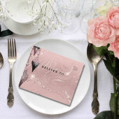 キラキラ輝く赤面ピンクシルバーフォトクリスマス オールインワン招待状