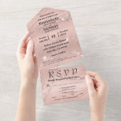 キラキラ輝く赤面ピンクシルバーメール オールインワン招待状 (貼ってはがせる)