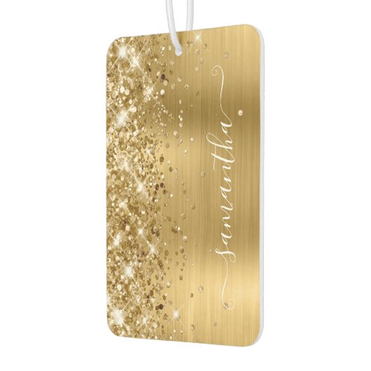 キラキラ輝く金ガーリー箔の署名写真 カーエアーフレッシュナー (左)