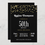 キラキラ輝く金ゴールドを搭載したカスタマイズ可能な50誕生日 招待状 (正面/裏面)