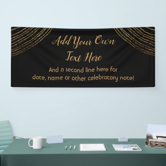 キラキラ輝く金ゴールドガーランド独自の文字を追加 横断幕 (トレードショー)