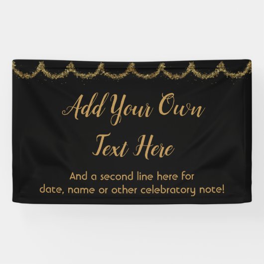 キラキラ輝く金ゴールドガーランド独自の文字を追加 横断幕 (横)