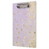 キラキラ輝く金ゴールドスターズオンラベンダーノートボ クリップボード (左)