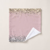 キラキラ輝く金ゴールドユニコーンパーソナライズされた バスタオルセット (ウォッシュタオル)