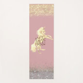 キラキラ輝く金ゴールドユニコーンパーソナライズされた ヨガマット (正面)