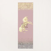 キラキラ輝く金ゴールドユニコーンパーソナライズされた ヨガマット (裏面)