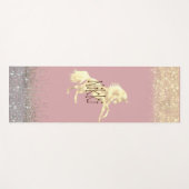 キラキラ輝く金ゴールドユニコーンパーソナライズされた ヨガマット (正面(横))