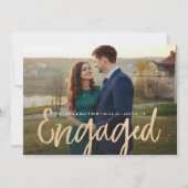 キラキラ輝く金ゴールド婚約写真の発表 案内状 (正面)