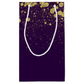 キラキラ輝く金ゴールド紙吹雪の紫 スモールペーパーバッグ (裏面)