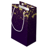 キラキラ輝く金ゴールド紙吹雪の紫 スモールペーパーバッグ (裏面アングル)