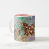 キラキラ輝く金ゴールド蝶 ツートーンマグカップ (正面左)