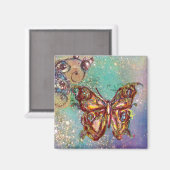 キラキラ輝く金ゴールド蝶 マグネット (正面/裏面)