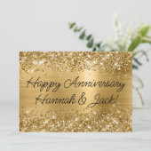 キラキラ輝く金モダン箔ハッピーアニバーズ カード (スタンド正面)
