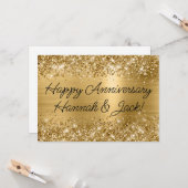 キラキラ輝く金モダン箔ハッピーアニバーズ カード (正面/裏面インサイチュ)