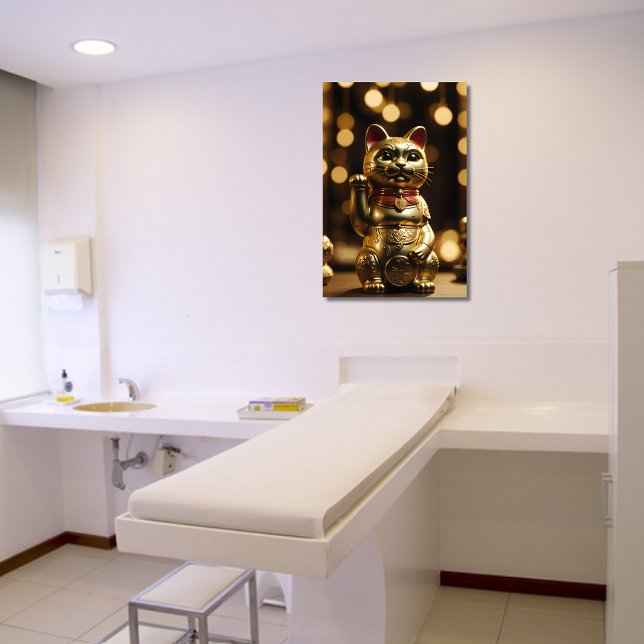 キラキラ輝く金占い猫の背景金ゴールド メタルプリント (クリエイターアップロード済み)