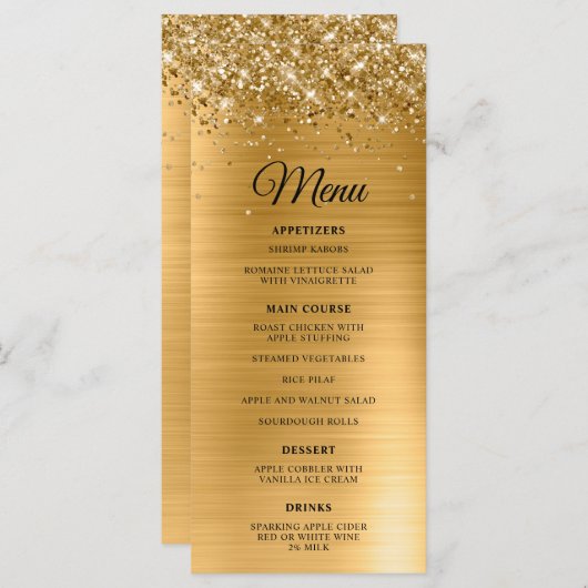 キラキラ輝く金箔ウェディングレセプション メニュー (正面/裏面)