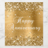 キラキラ輝く金箔ハッピーアニバーサリー ワインラベル (シングルラベル)