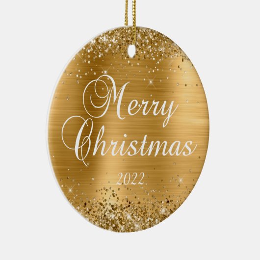 キラキラ輝く金箔メリークリスマスフォト セラミックオーナメント (右)
