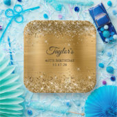 キラキラ輝く金箔40歳の誕生日 ペーパープレート (パーティー)