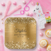 キラキラ輝く金箔40歳の誕生日 ペーパープレート (パーティー)