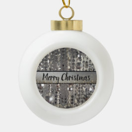 キラキラ輝く銀の弦ビーズ セラミックボールオーナメント