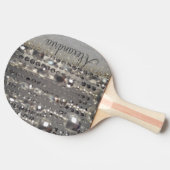 キラキラ輝く銀の弦ビーズ 卓球ラケット (横)