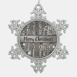 キラキラ輝く銀の弦楽器ビーズスノーブラク スノーフレークピューターオーナメント