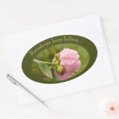 キラキラ輝く雨粒のピンク牡丹の花CC1044 楕円形シール (封筒)