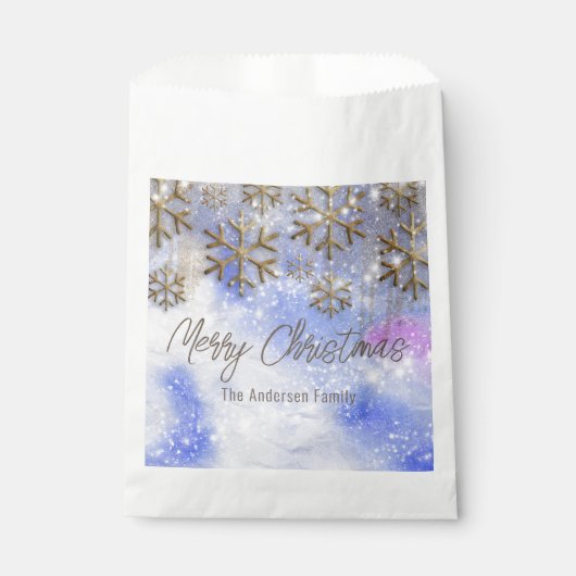 キラキラ輝く雪の結晶と金ゴールドワンダーランド フェイバーバッグ (正面)