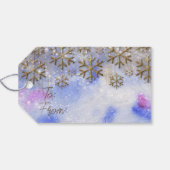 キラキラ輝く雪片のある冬のワンダーランド金ゴールド ギフトタグ (裏面横)