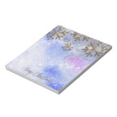 キラキラ輝く雪片のある冬のワンダーランド金ゴールド ノートパッド (回転)