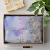 キラキラ輝く雪片のある冬のワンダーランド金ゴールド 薄葉紙 (ギフト)