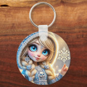 キラキラ輝く雪片を持つ雪姫 キーホルダー (正面)