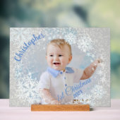 キラキラ輝く雪片グレー アクリルサイン (ニュートラル)