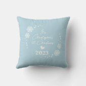 キラキラ輝く雪片グレー クッション (裏面)