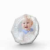 キラキラ輝く雪片グレー フォトブロック (左)