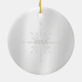キラキラ輝く雪片フォトホワイトオーナメント セラミックオーナメント (裏面)