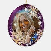 キラキラ輝く雪片フォトマゼンタオーナメント セラミックオーナメント (左)