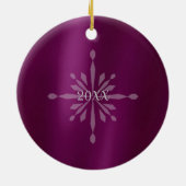 キラキラ輝く雪片フォトマゼンタオーナメント セラミックオーナメント (裏面)