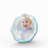 キラキラ輝く雪片ブルー フォトブロック (左)
