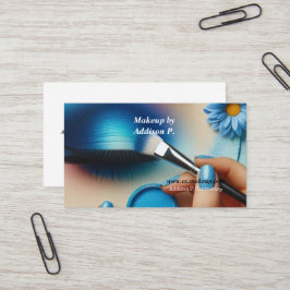 キラキラ輝く青いアイシャドメイク 名刺