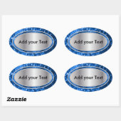 キラキラ輝く青いキラキラ 楕円形シール (シート)