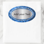 キラキラ輝く青いキラキラ 楕円形シール (バッグ)