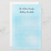 キラキラ輝く青いクリスマス家族のニュースレターが並んだ 便箋 (正面/裏面)