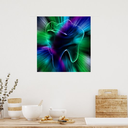 キラキラ輝く青い歯の歯医者歯科矯正医ポスター ポスター (キッチン)